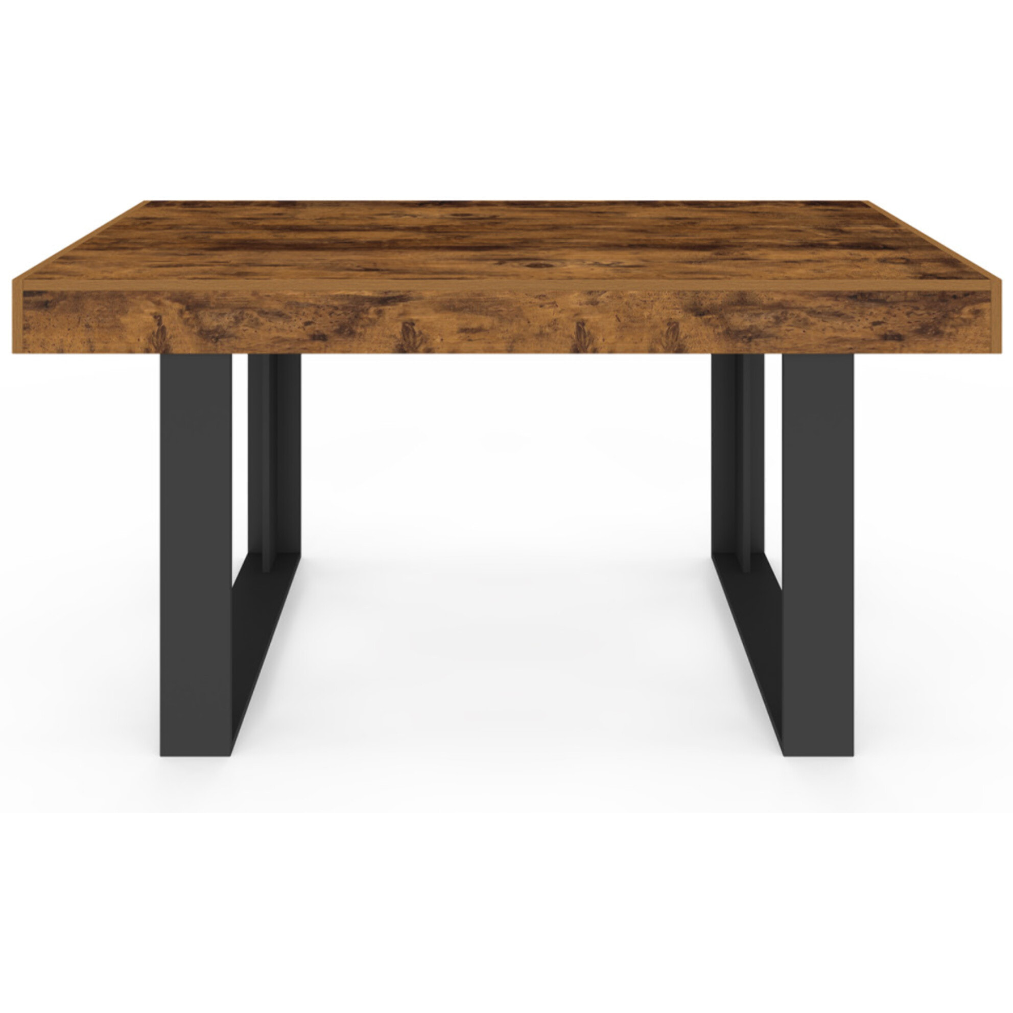 Table à manger Brixton bois vieilli et pieds noirs 160cm