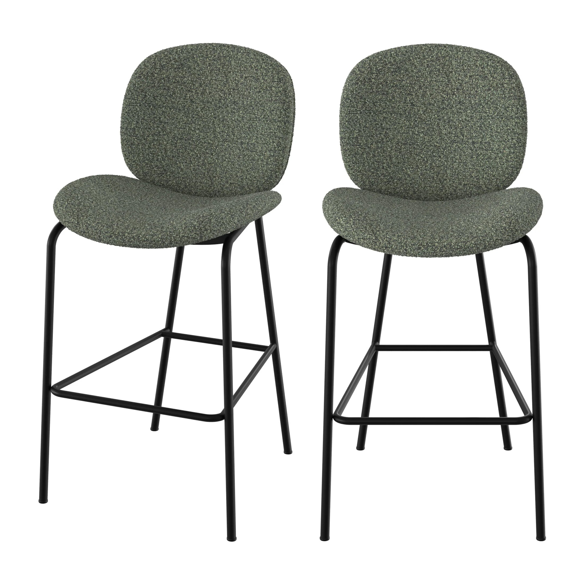 Lot de 2 chaises pour îlot central en tissu bouclé vert 63,5 cm - Iris