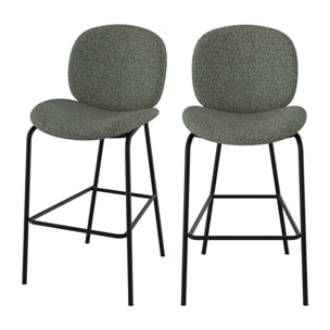 Lot de 2 chaises pour îlot central en tissu bouclé vert 63,5 cm - Iris