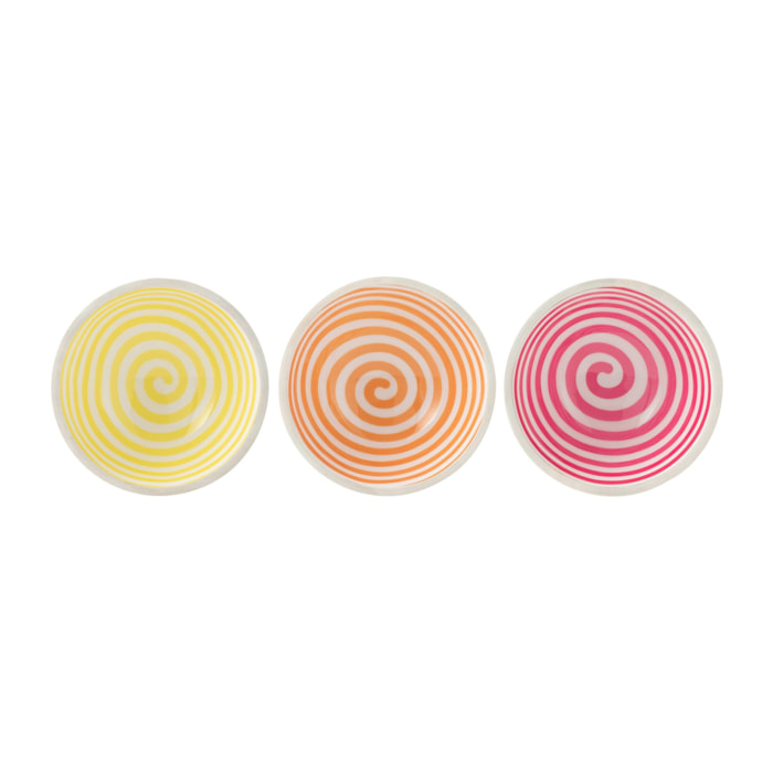 J-Line bol Spirale - bois - rose/orange/jaune - medium - 3 pièces