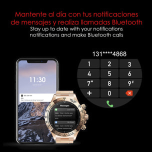 DAM Smartwatch G6 Max. Llamadas BT, notificaciones, asistente de voz. Monitor de tensión y cardiaco, multideportivo. 5,6x1,2x5,3 Cm. Color: Plata