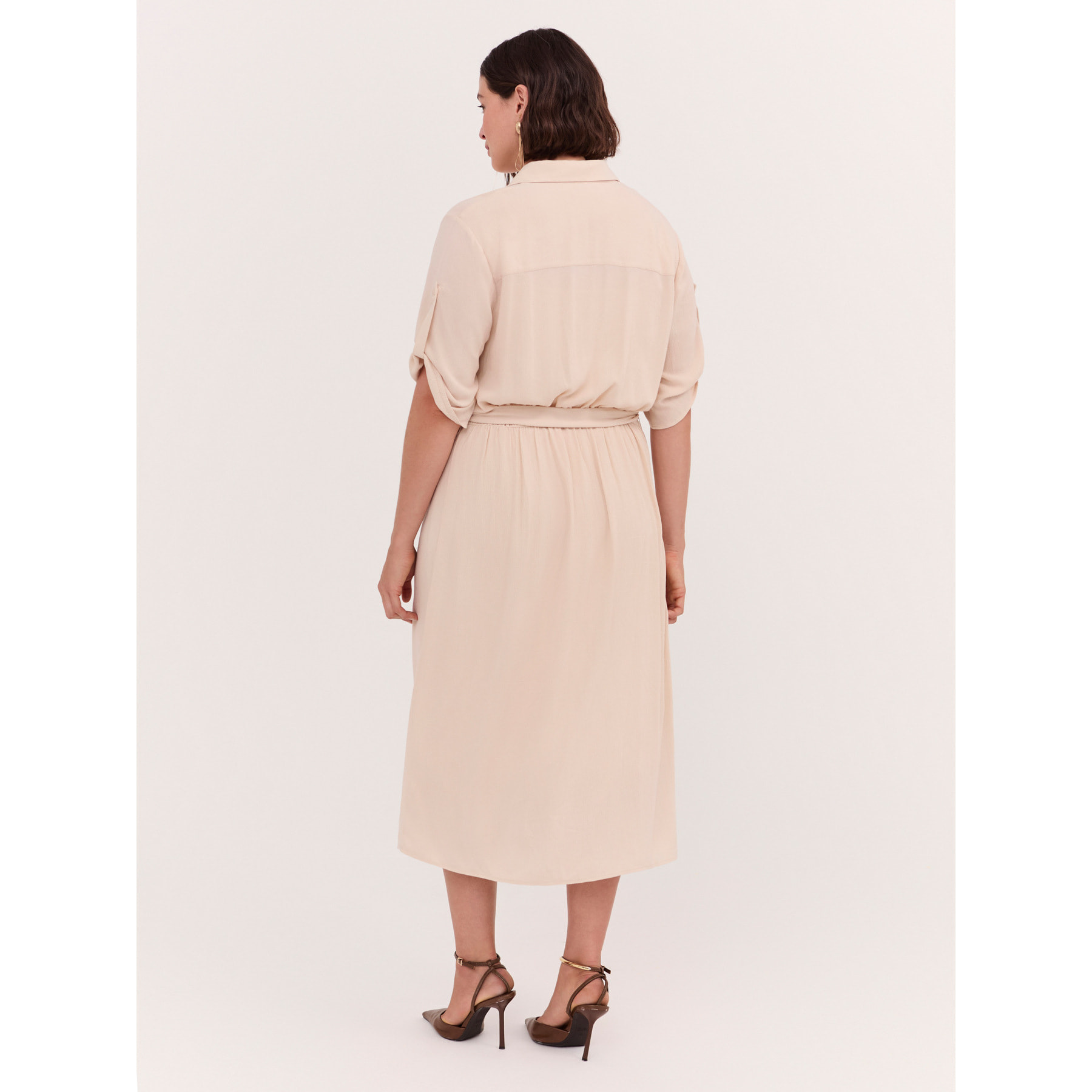 Fiorella Rubino - Vestido camisero POWER en viscosa - Beige