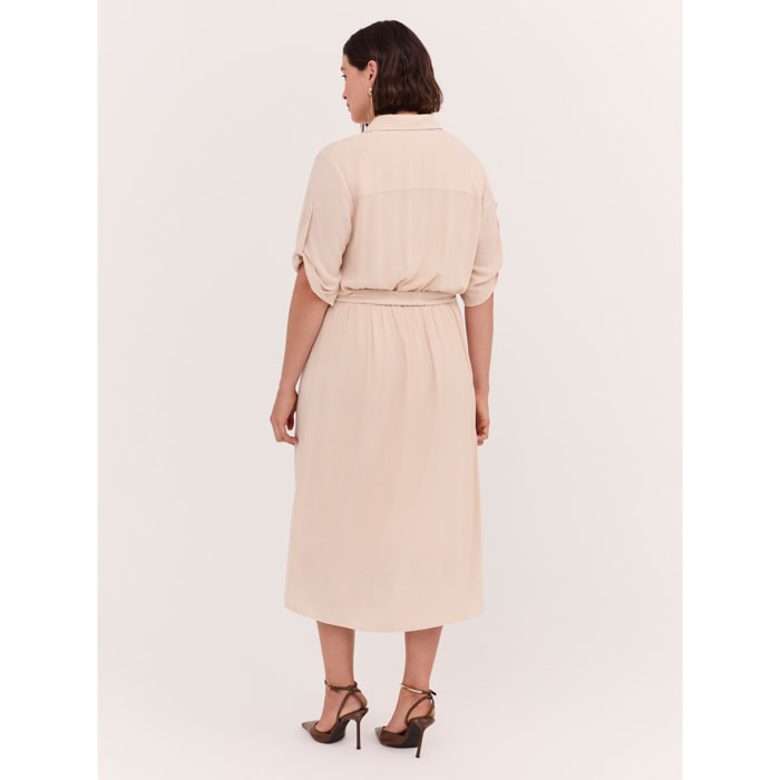 Fiorella Rubino - Vestido camisero POWER en viscosa - Beige