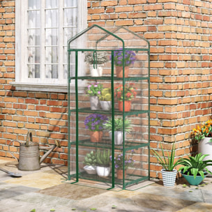 Serre de jardin balcon étagère serre 4 niveaux 0,7L x 0,5l x 1,6H m acier époxy bâche amovible PVC haute densité transparente