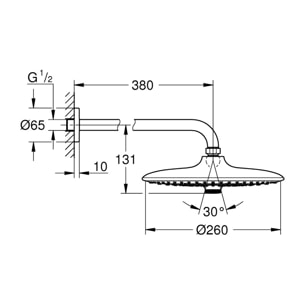 GROHE Euphoria 260 Ensemble douche de tête et bras plafonnier 380 mm, 3 jets 26459000