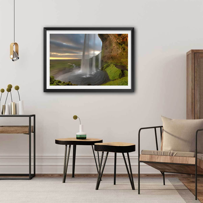 Affiche de Seljlandsfoss Affiche sous cadre noir