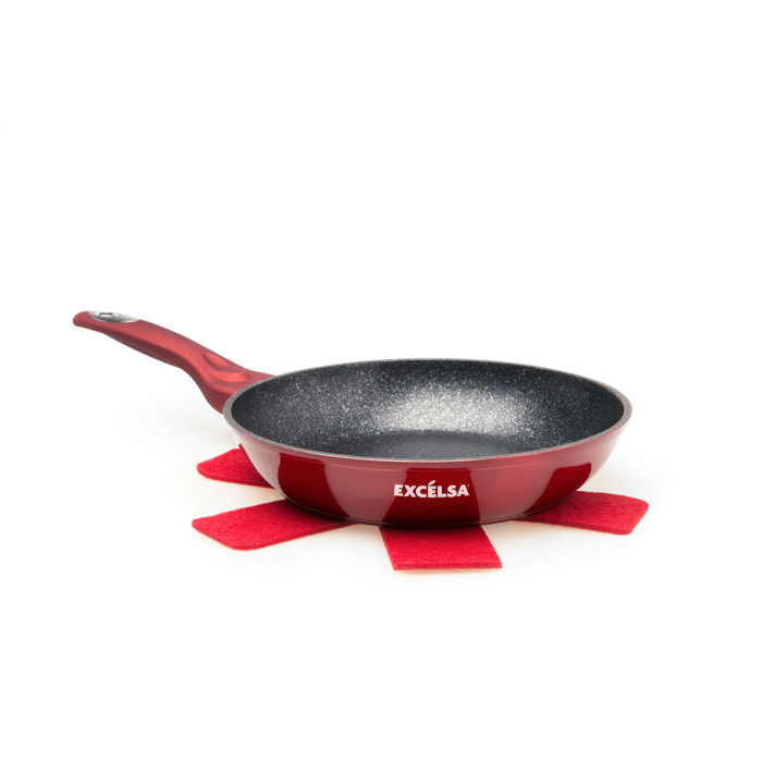 Padella 20 cm con Salvapadella Excelsa – Phoenix, Alluminio Forgiato Rosso