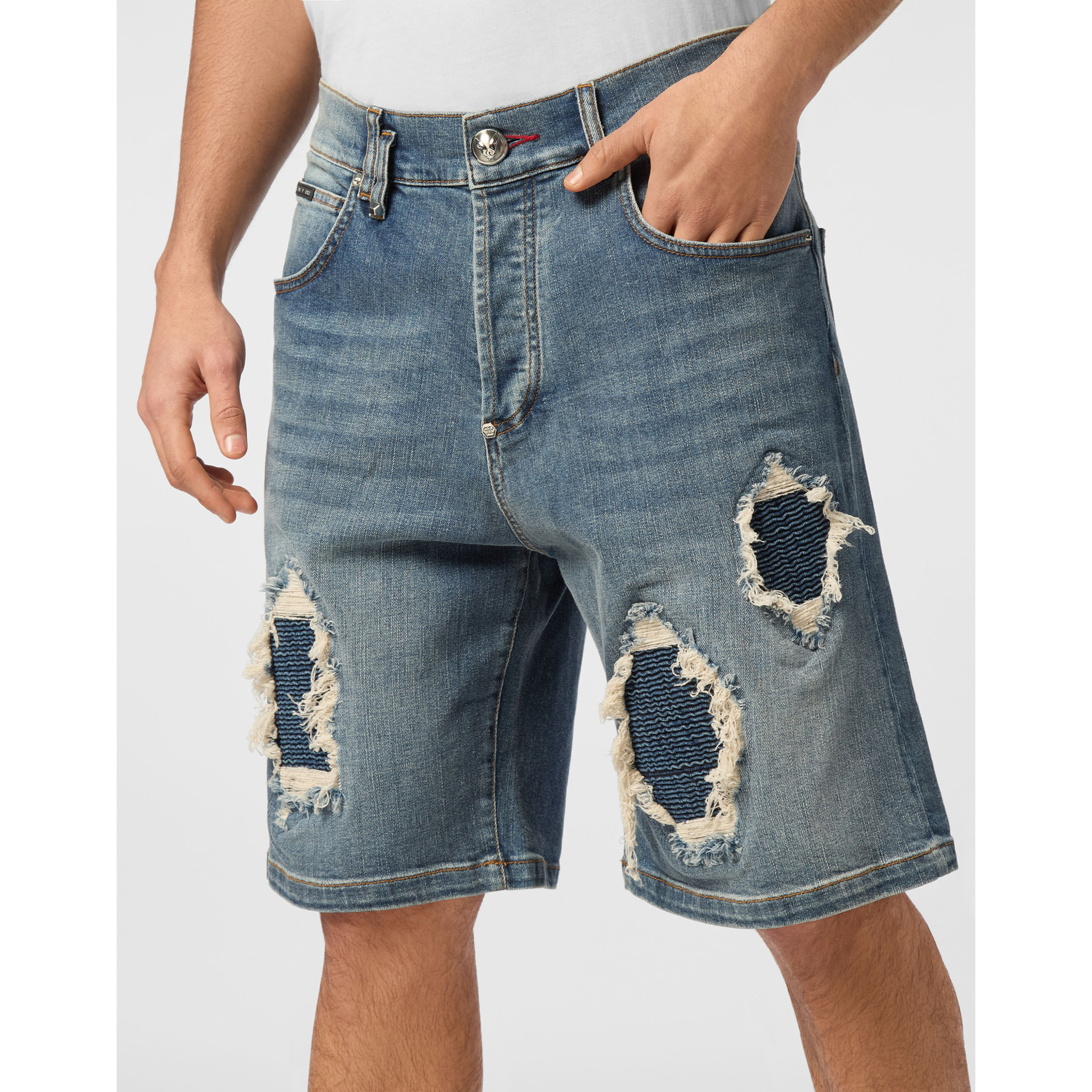 PHILIPP PLEIN PANTALONCINI DI JEANS