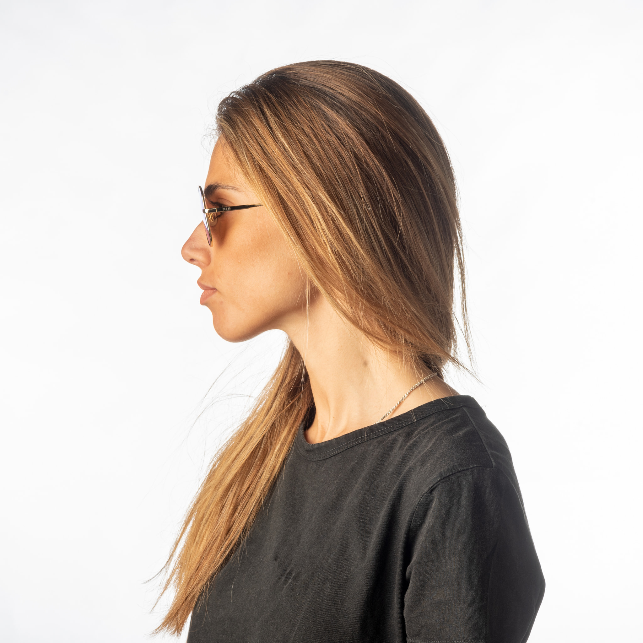 Gafas de sol OCEAN BONILA - Nuevo montura dorado brillante con cielo azul fl