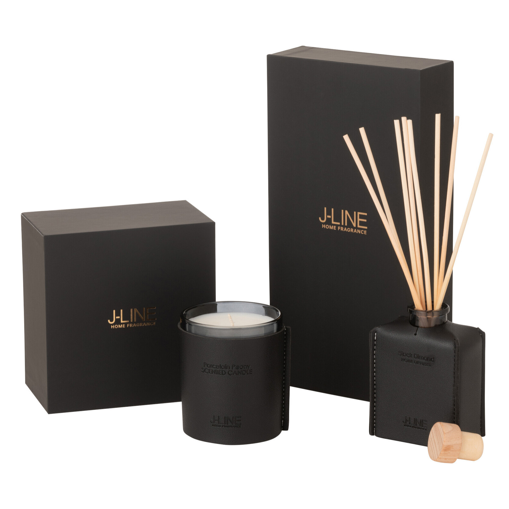 J-Line Bâtonnets parfumés - cuir - noir -100ml