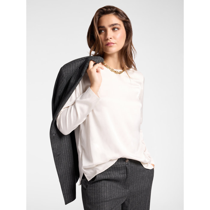 Elena Mirò - blusa de satén - Blanco