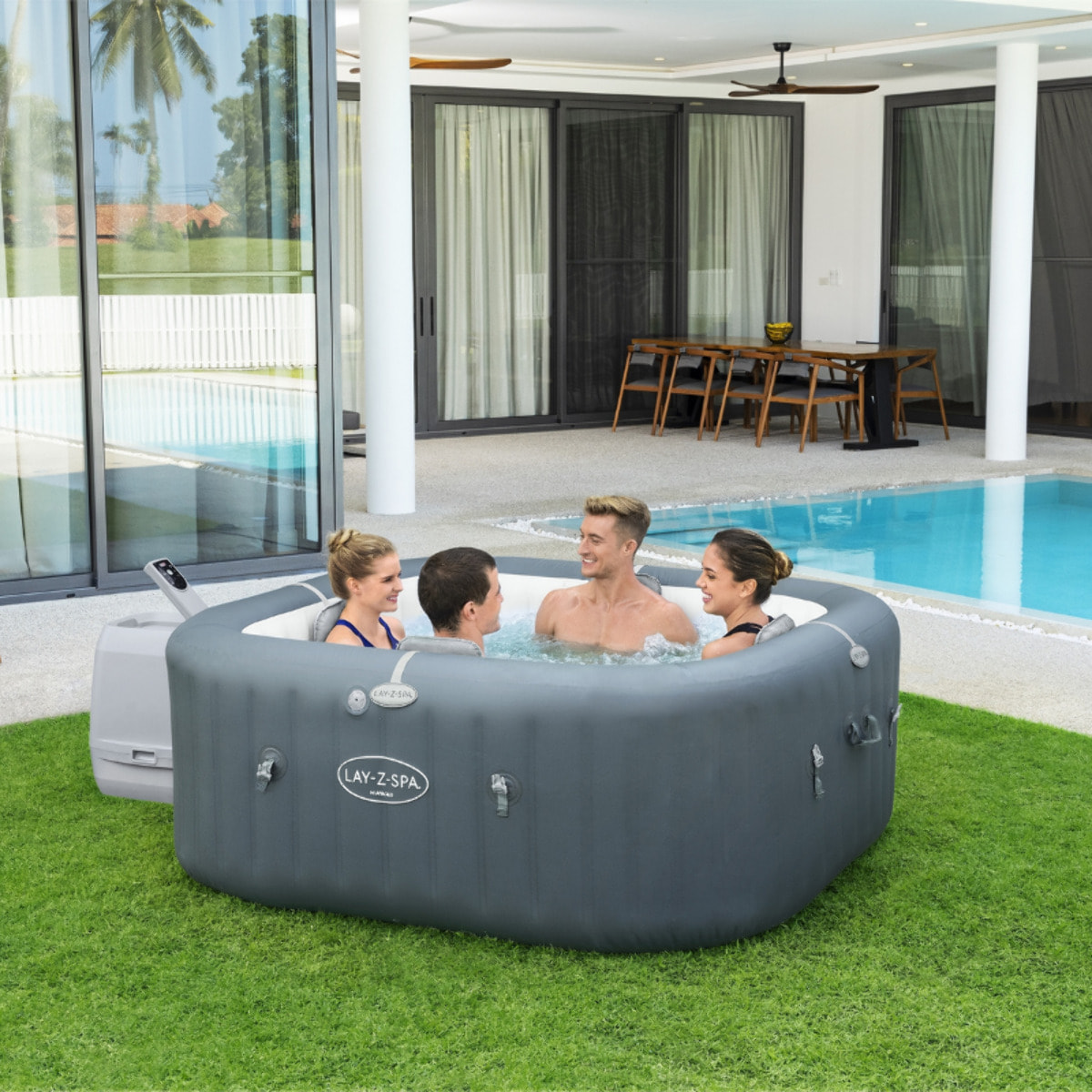 Bestway Spa gonflable carré Lay-Z-Spa Hawaii HydroJet Pro 4-6 personnes