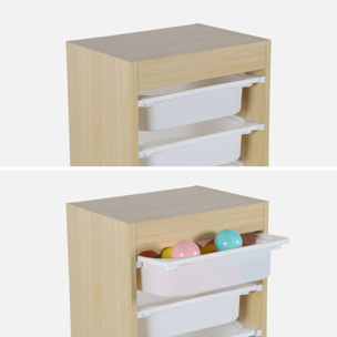 Meuble de rangement naturel enfant 4 bacs de rangement
