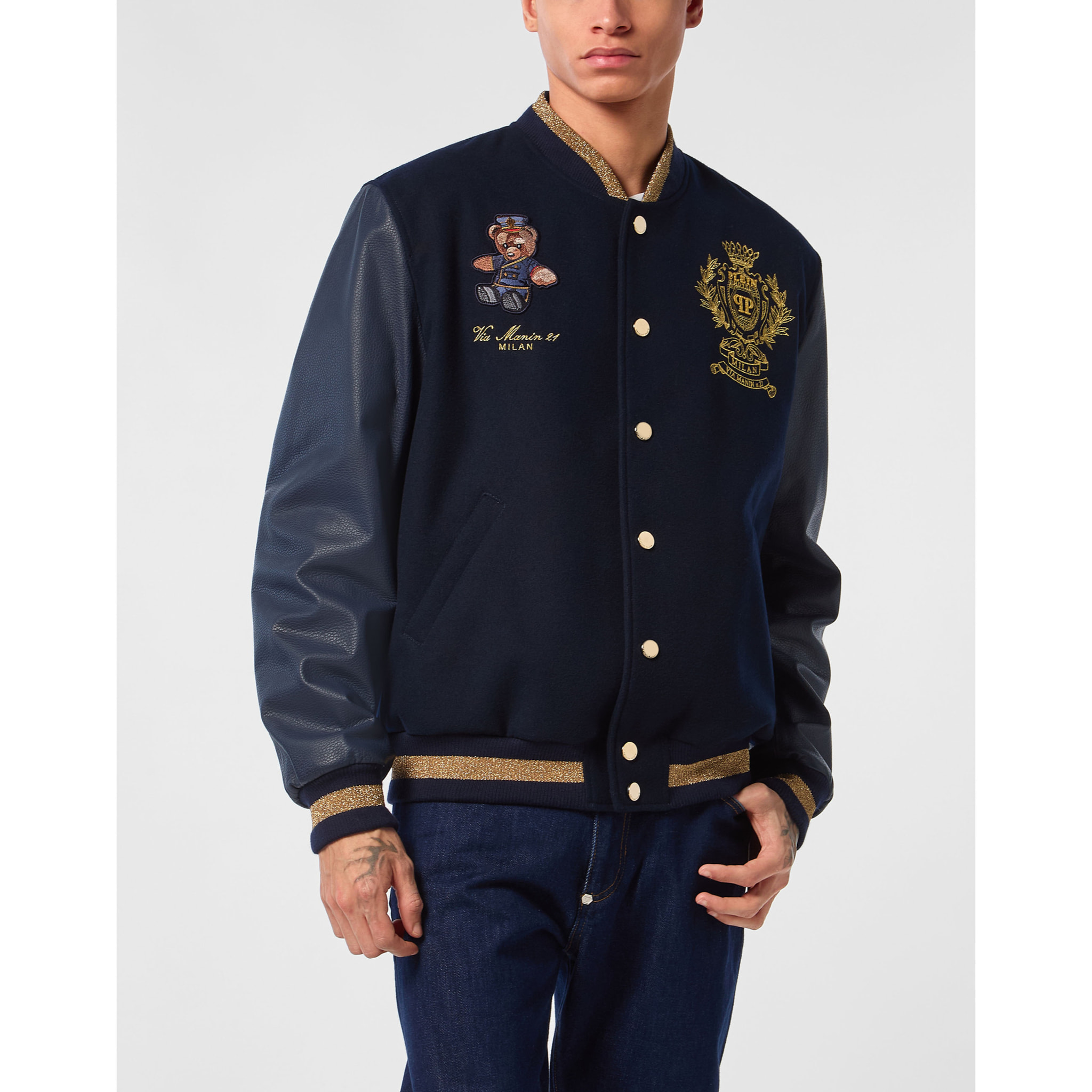 PHILIPP PLEIN Leather Bomber TEDDY