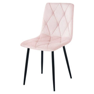 Set di 2 sedie Libra in velluto rosa chiaro con gambe nere