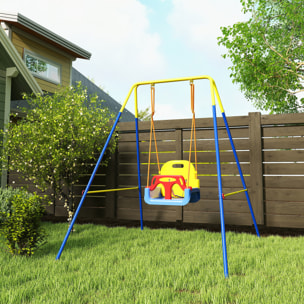 Balançoire évolutive 3 phases acier jaune bleu