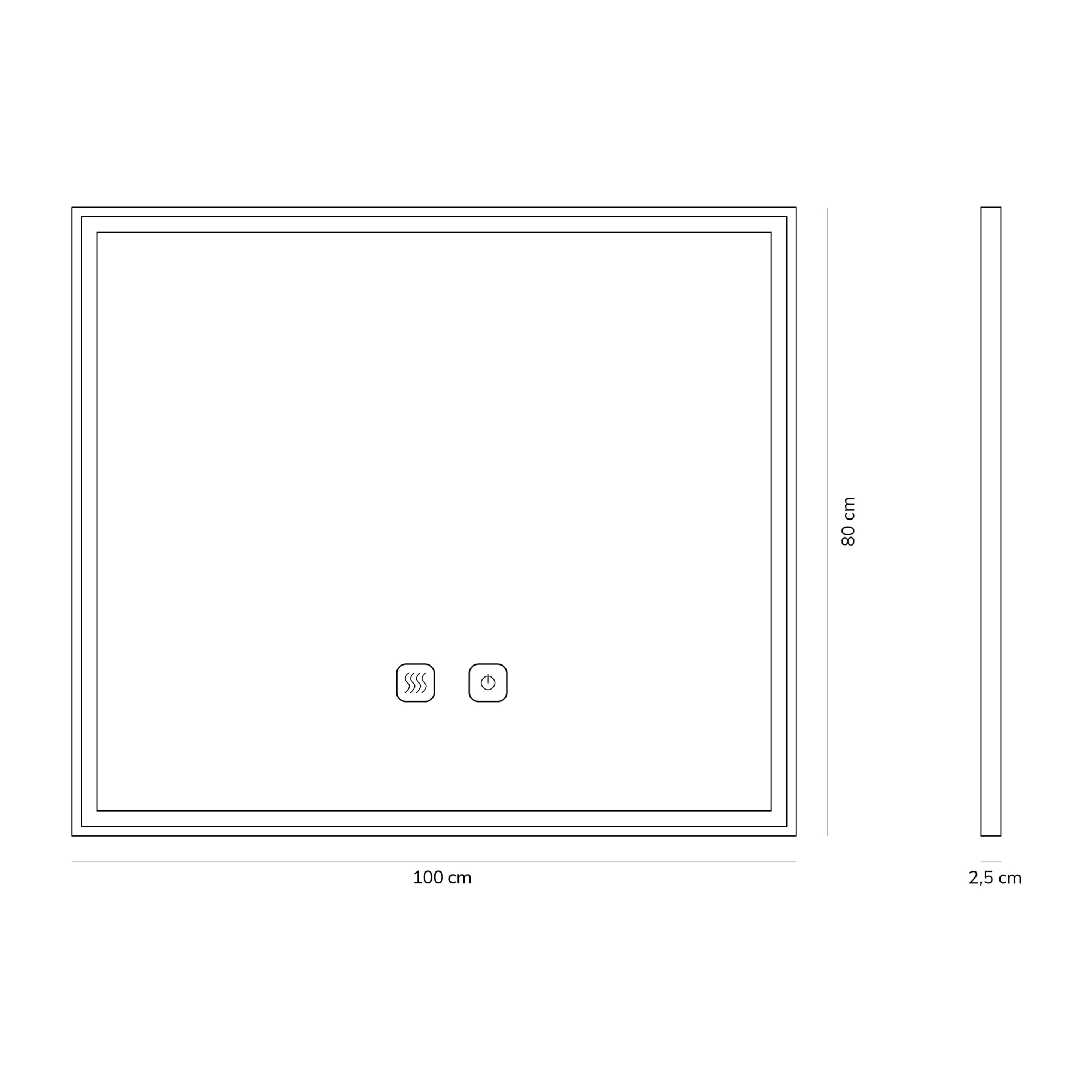 Miroir de salle de bain LED tactile Alday, 100 cm