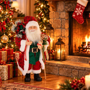 Babbo natale con orsetto e sacco - Pezzi 1 - ROSSO - Bianchi Dino SpA