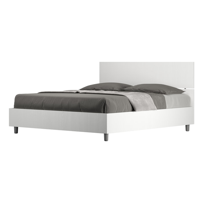 Lit coffre 160x200 tête de lit droite frêne blanc Demas