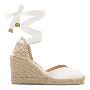 Alpargatas de cuña de mujer Chiara en algodón orgánico, cierre mediante lazada