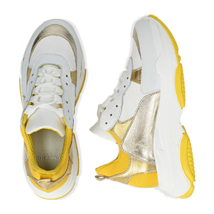 Dad shoes bianco/oro in pelle