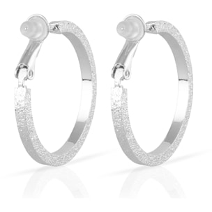 Pendientes de aro plano de cobre con recubrimiento electroplateado brillante, 30 mm, con cierre catalán en plata de ley 925.