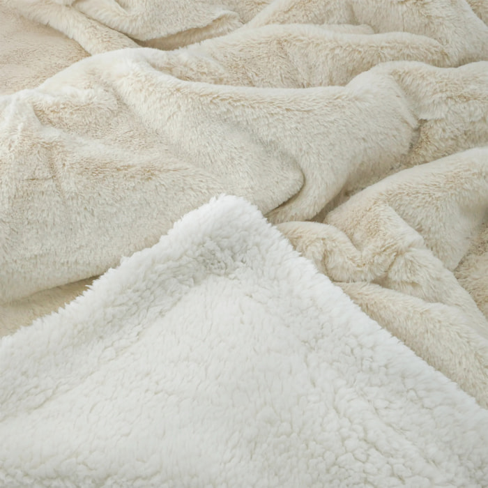 Plaid Couverture Imitation "Lapin" 220x240cm 610g/m² - Cocoon Beige Clair