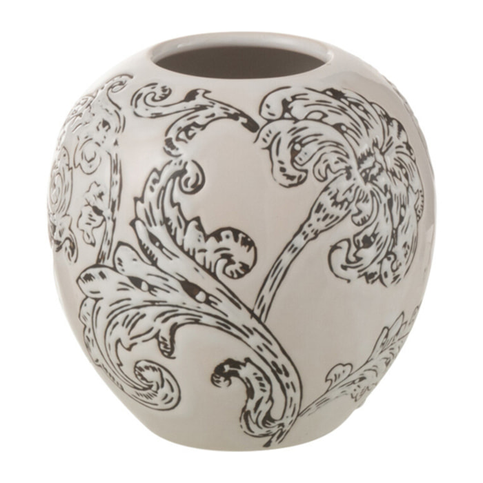 J-Line vase Zen Boule - porcelaine - blanc/noir - Ø 11 cm