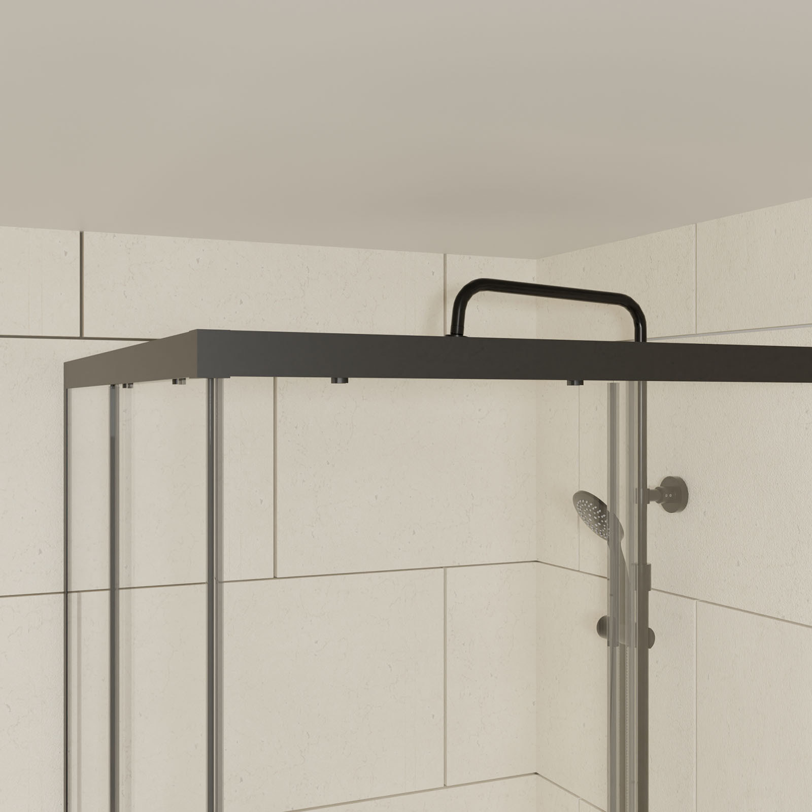 Porte de douche carrée - 90x90x200 cm - PROFILE NOIR MAT - verre trempé 6mm