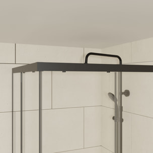 Porte de douche carrée - 90x90x200 cm - PROFILE NOIR MAT - verre trempé 6mm