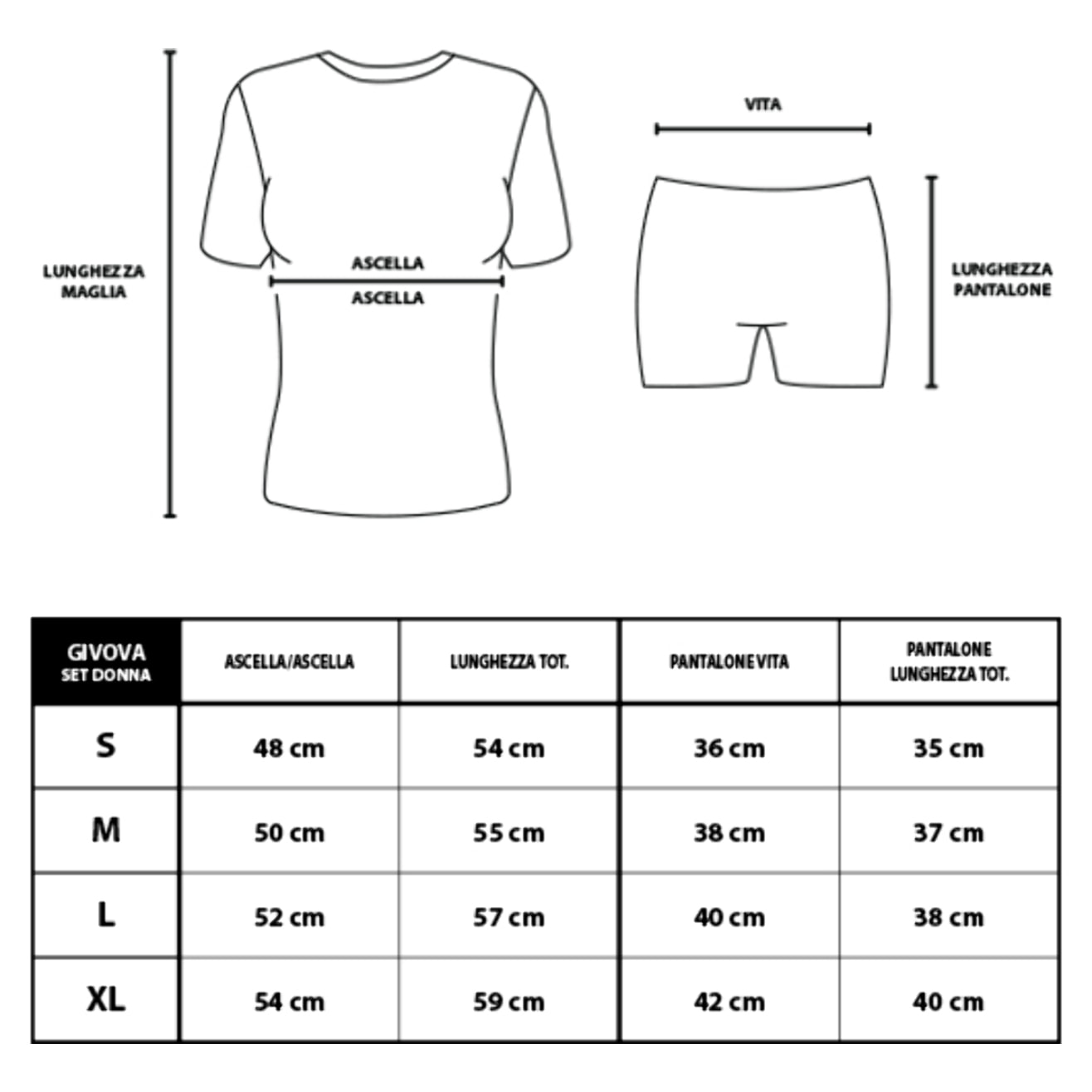 Completo Set Donna GIVOVA Corto Cotone