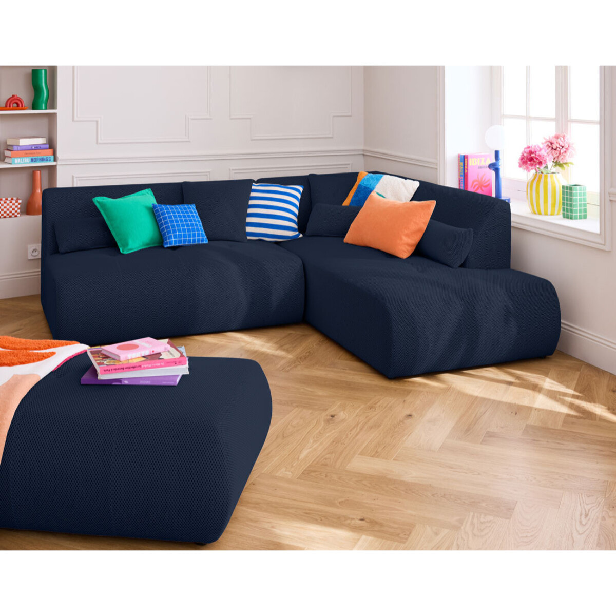 Onyx - pouf d'appoint - en tissu mailles 3D - Bleu