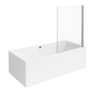 Baignoire droite VILLEROY ET BOCH Collaro Blanc mat  vidage et trop plein chrome + Pare bain  AURYS Raywall