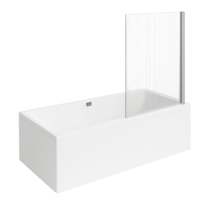 Baignoire droite VILLEROY ET BOCH Collaro Blanc mat  vidage et trop plein chrome + Pare bain  AURYS Raywall