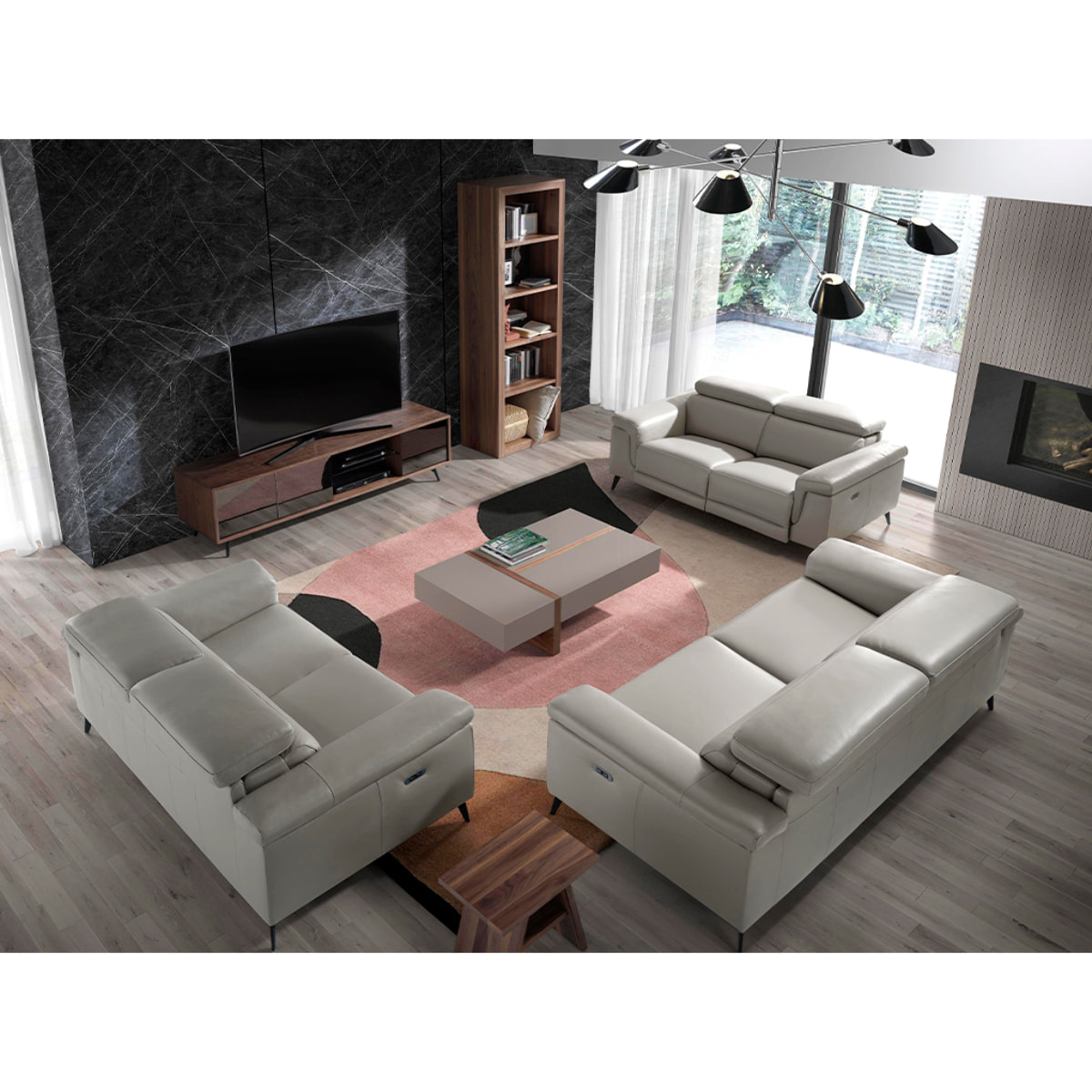 Estantería librería en madera chapada de nogal 65x40x200cm