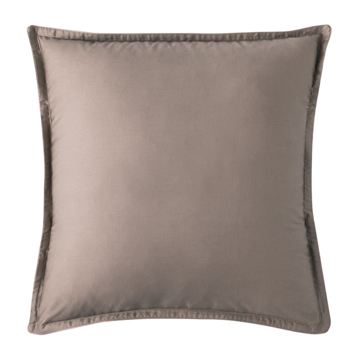 Taie d'oreiller unie en satin de coton bio, TEOPHILE, Marron Moyen