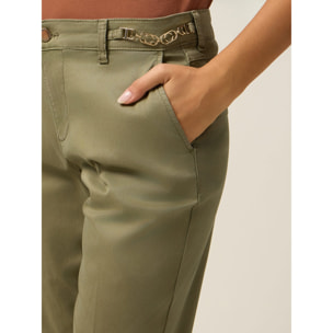 Oltre - Pantaloni chinos in cotone-lyocell - Verde militare
