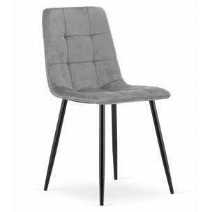 Sedia KARA in velluto grigio chiaro con gambe nere