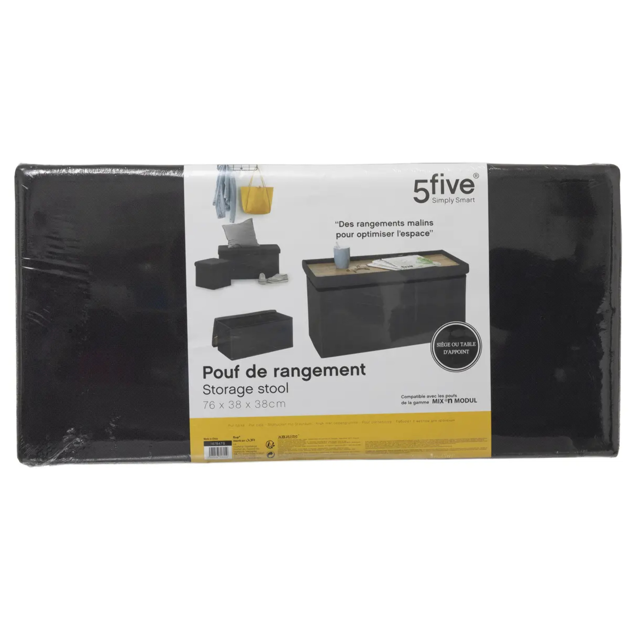 Pouf double pliant "Mix N' Modul" noir