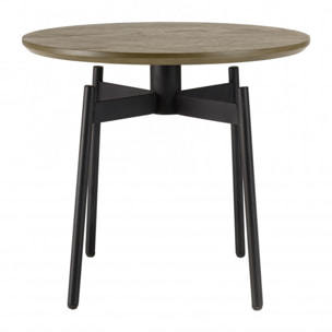 ALMA - Table d'appoint ronde marron foncé 55x55cm pieds métal noir