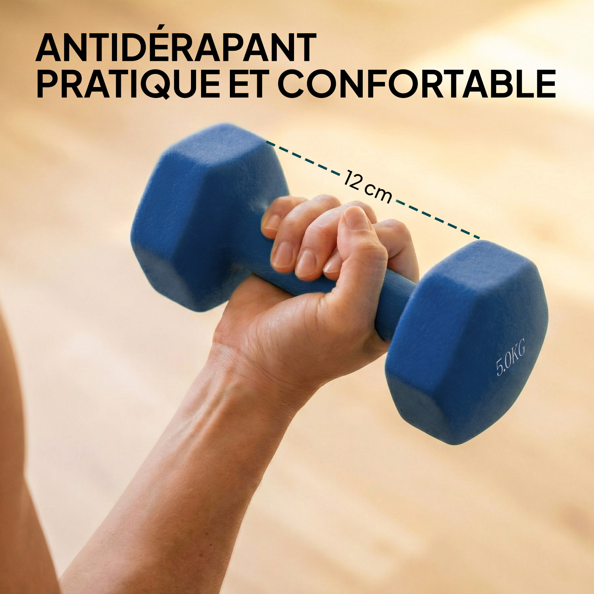 Support noir pour 6 haltères vinyles - 6 haltères incluses total 18 Kg - noir rose bleu violet