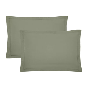 Lot de 2 taies percale de coton uni vert La percale francaise verde