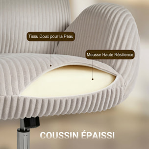 Chaise bureau design velours côtelé gris clair