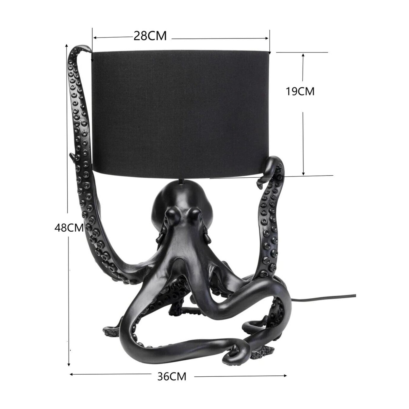 Lampe pieuvre noire 48cm Kare Design
