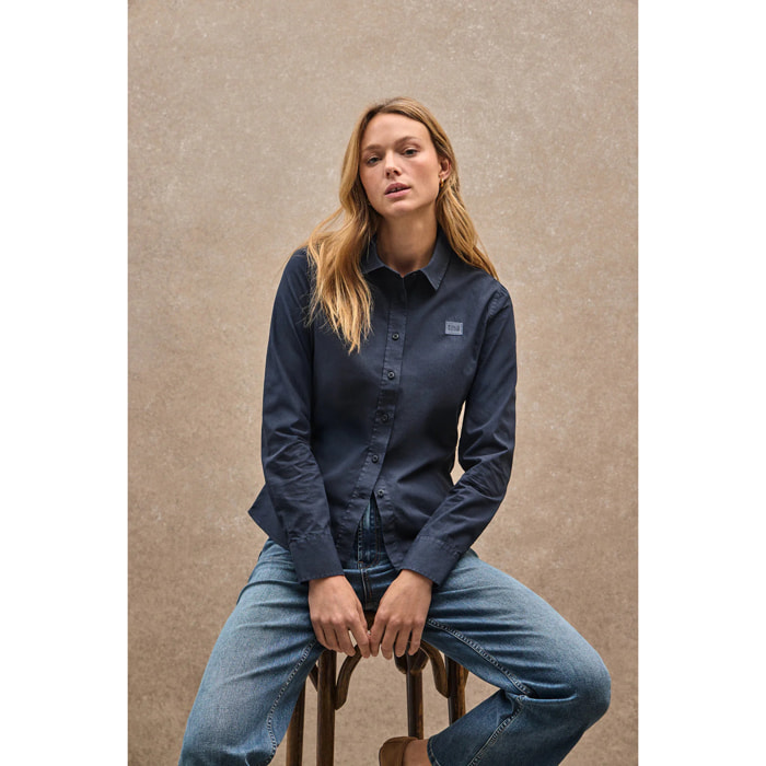 Camisa azul marino de corte slim con logo Polo Club