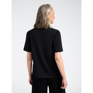 Elena Mirò - T-shirt in cotone con ricamo Monogram - Nero
