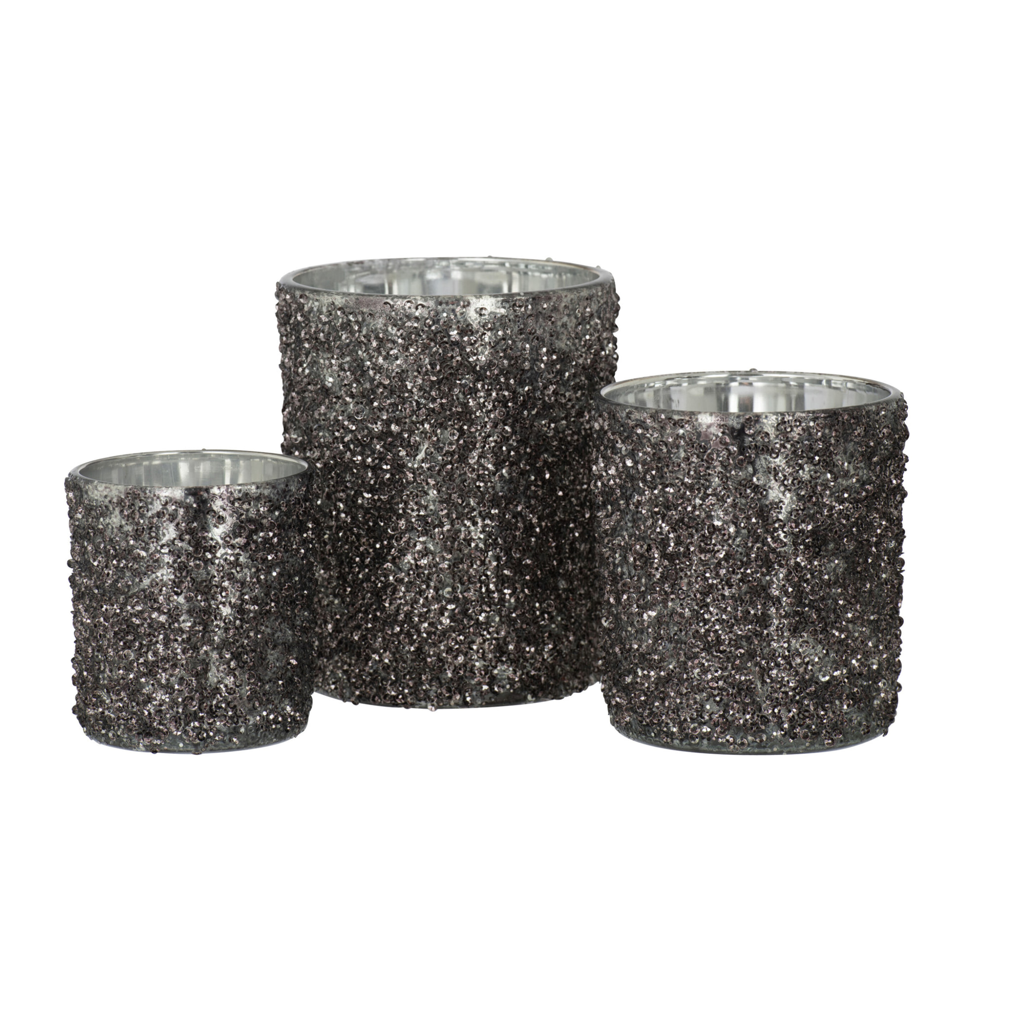 J-Line photophore Paillettes - verre - gris anthracite - large