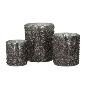 J-Line photophore Paillettes - verre - gris anthracite - large