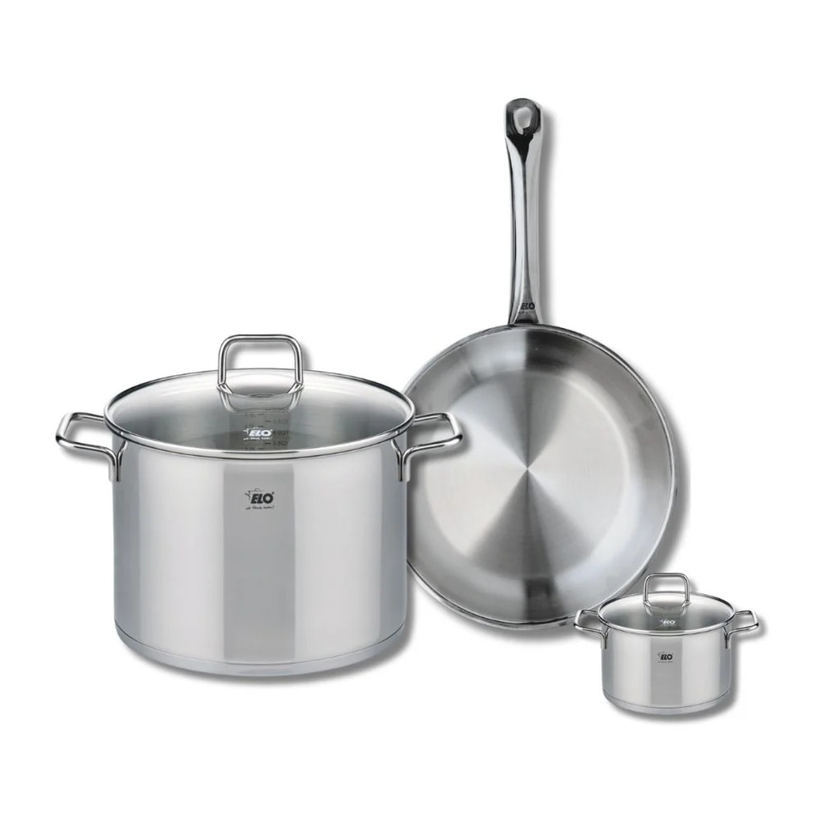 Ensemble de 1 Poêle de cuisson 28 cm et 2 faitouts 12 et 26 cm Elo Profi Citrin