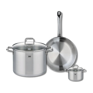Ensemble de 1 Poêle de cuisson 28 cm et 2 faitouts 12 et 26 cm Elo Profi Citrin
